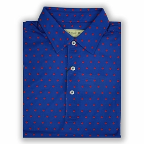 Donald Ross Mens Classic Fit Maple Leaf Print Polo Shirt- NAVY/MOROCCO Donald Ross men's golf apparel