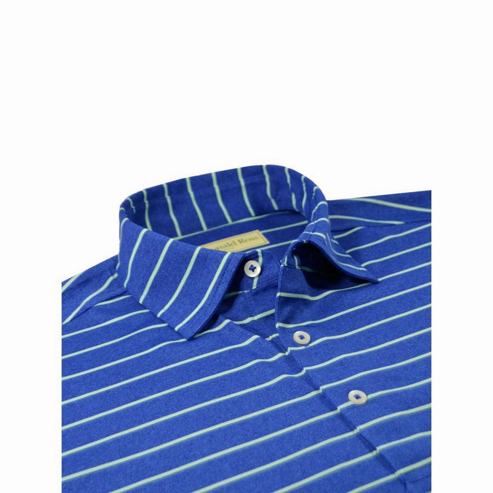 Donald Ross Mens Classic Fit Melange Jersey Stripe Polo - ROYAL Donald Ross Men's Clothing