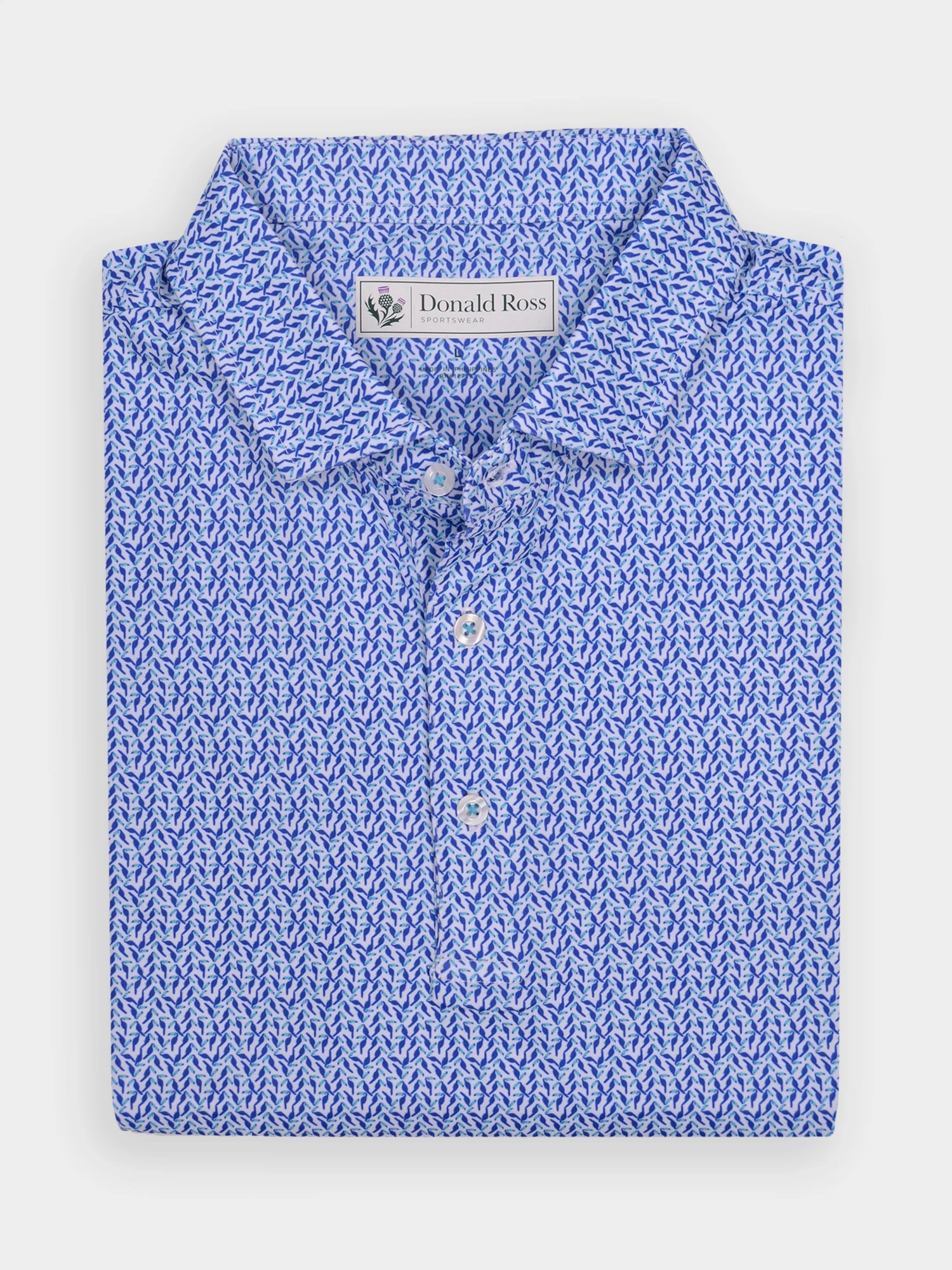 Donald Ross Mens Classic Fit MIAMI Polo - COBALT MULTI Donald Ross men's golf apparel