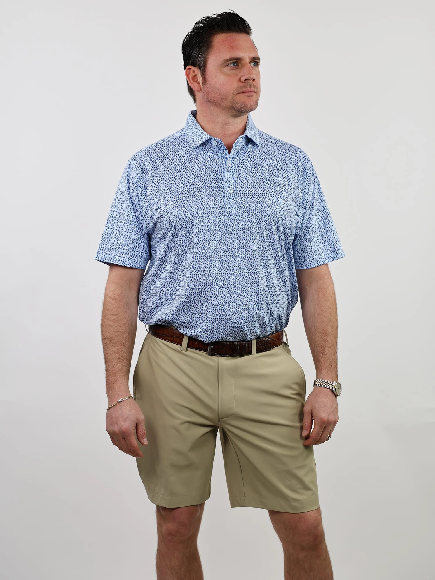 Donald Ross Mens Classic Fit MIAMI Polo - COBALT MULTI Donald Ross Men's Clothing