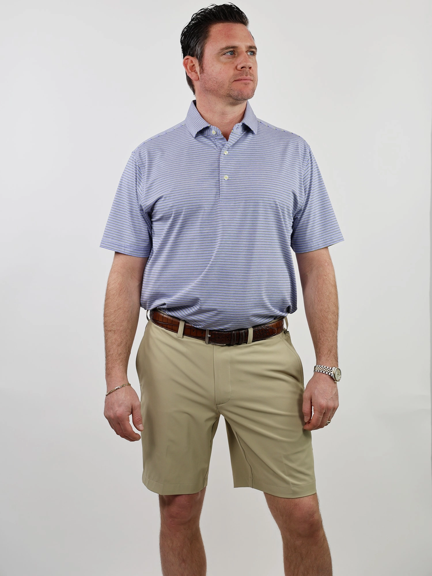 Donald Ross Mens Classic Fit NANTUCKET Polo - JUNIPER / WHITE Donald Ross Men's Clothing