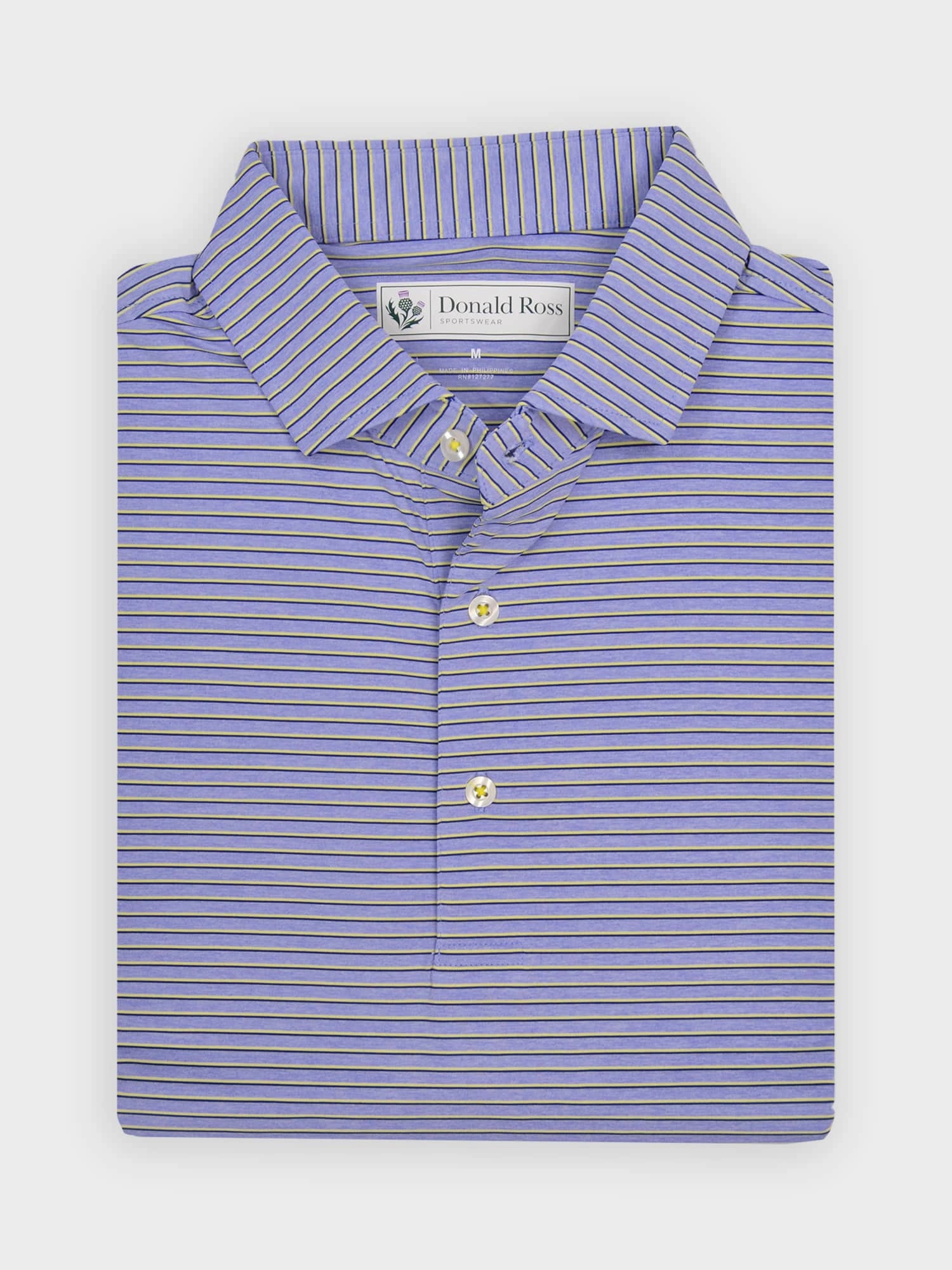 Donald Ross Mens Classic Fit NANTUCKET Polo - JUNIPER / WHITE Donald Ross men's golf apparel