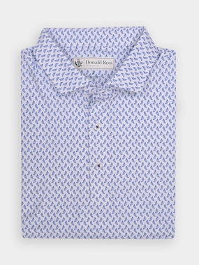 Donald Ross Mens Classic Fit SARASOTA Polo - WHITE / NAVY Donald Ross men's golf apparel