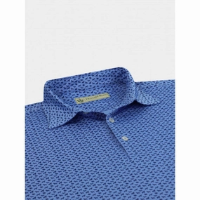 Donald Ross Mens Classic Fit Short Sleeve Jersey Polo - BLUE JAY / NAVY Donald Ross men's golf apparel