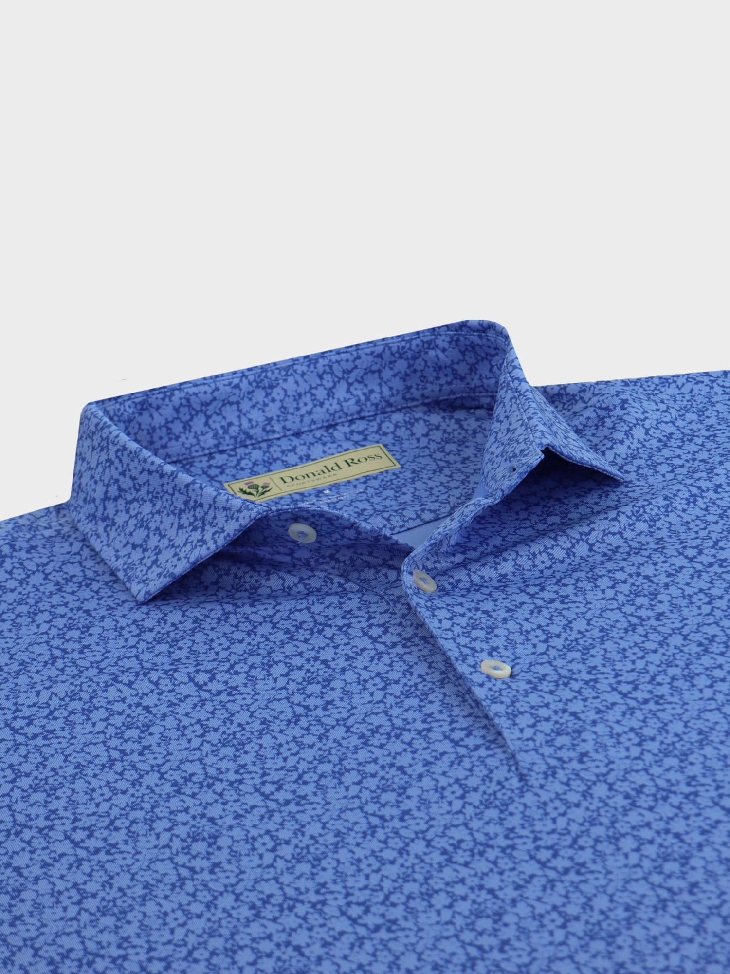 Donald Ross Mens Classic Fit Tonal Rory Floral Polo - LAPIS Donald Ross men's golf apparel