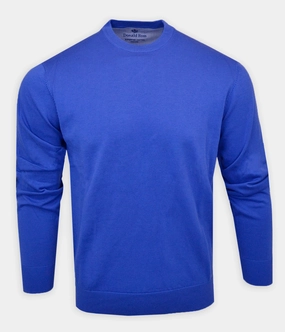 Donald Ross Mens Classic SUPER GOLF Cotton Crew Neck Sweater - ROYAL Donald Ross men's golf apparel
