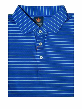 Donald Ross Mens Hayes Pencil Stripe Jersey Sport Fit Polo - COBALT Donald Ross men's golf apparel