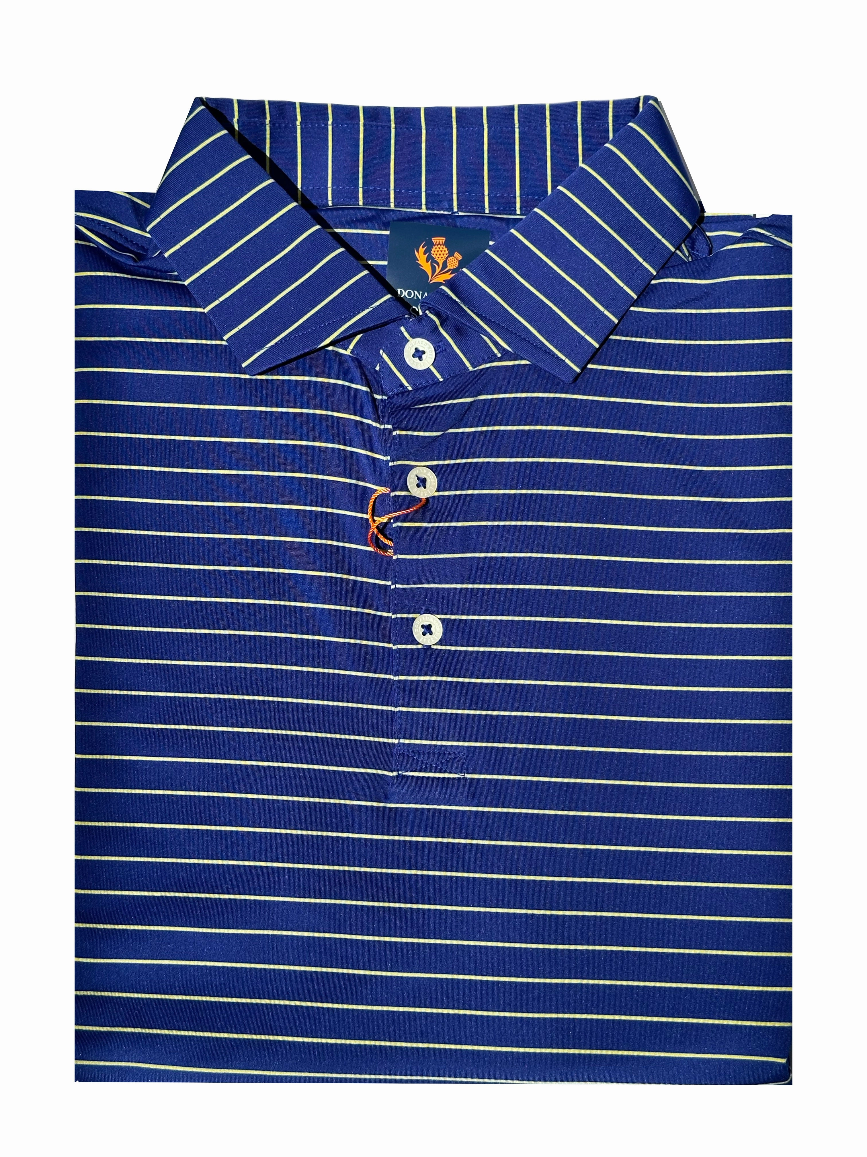 Donald Ross Mens Hayes Pencil Stripe Jersey Sport Fit Polo - NAVY Donald Ross men's golf apparel