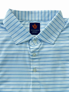Donald Ross Mens Hayes Pencil Stripe Jersey Sport Fit Polo - WHITE Donald Ross men's golf apparel