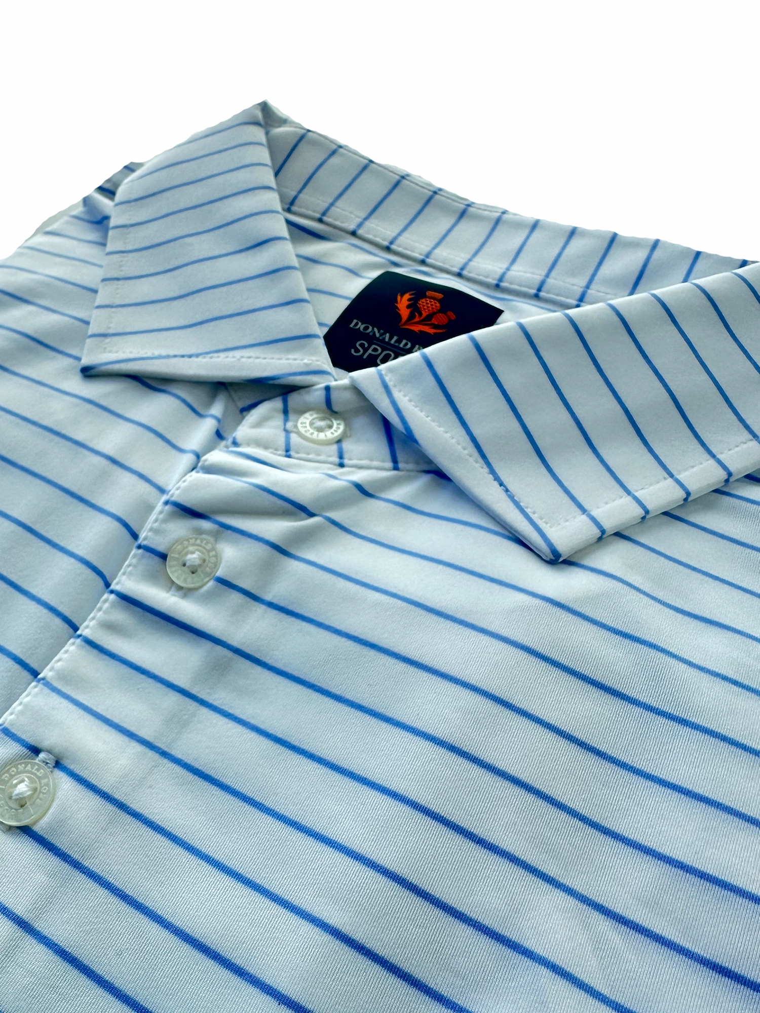 Donald Ross Mens Hayes Pencil Stripe Jersey Sport Fit Polo - WHITE Donald Ross Men's Clothing