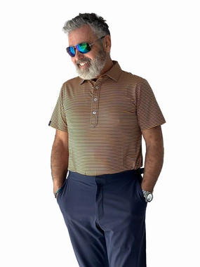 Donald Ross Mens Owen Jersey Feeder Stripe Sport Fit Polo - NAVY Donald Ross men's golf apparel