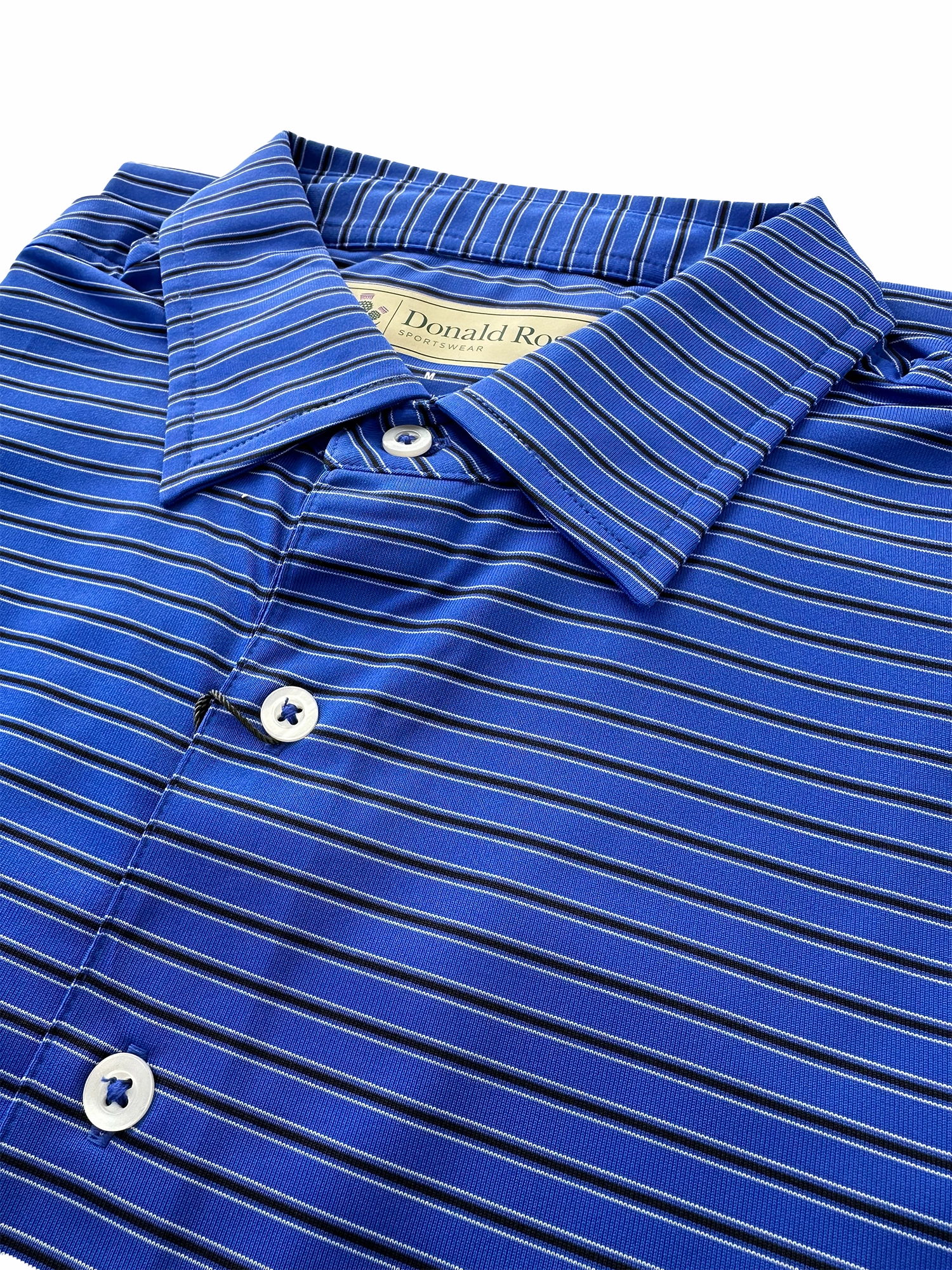 Donald Ross Mens Regimental Frame Stripe Jersey Polo - ROYAL Donald Ross Men's Clothing