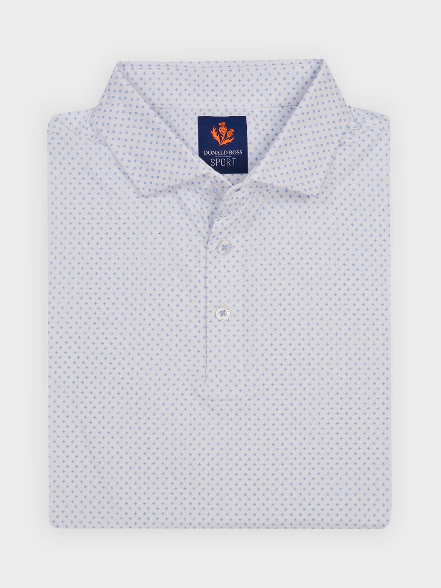 Donald Ross Mens Sport Fit BYRON Polo - WHITE / COASTAL Donald Ross men's golf apparel