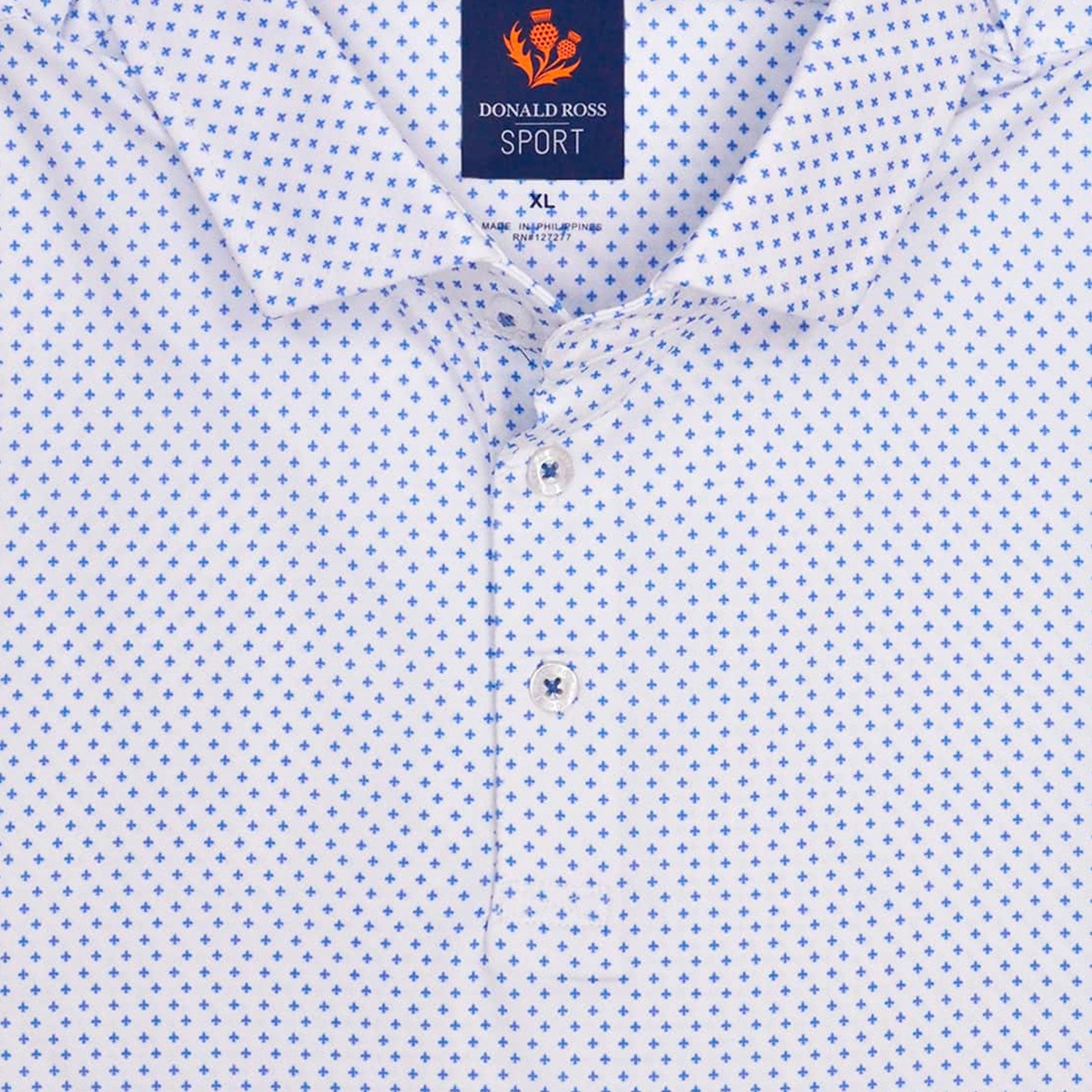 Donald Ross Mens Sport Fit BYRON Polo - WHITE / ULTRAMARINE Donald Ross Men's Clothing