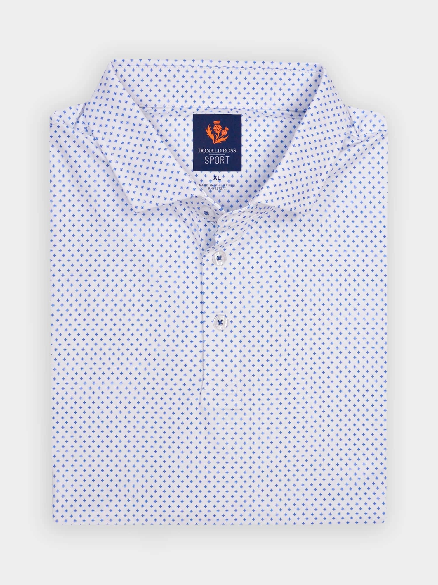 Donald Ross Mens Sport Fit BYRON Polo - WHITE / ULTRAMARINE Donald Ross men's golf apparel