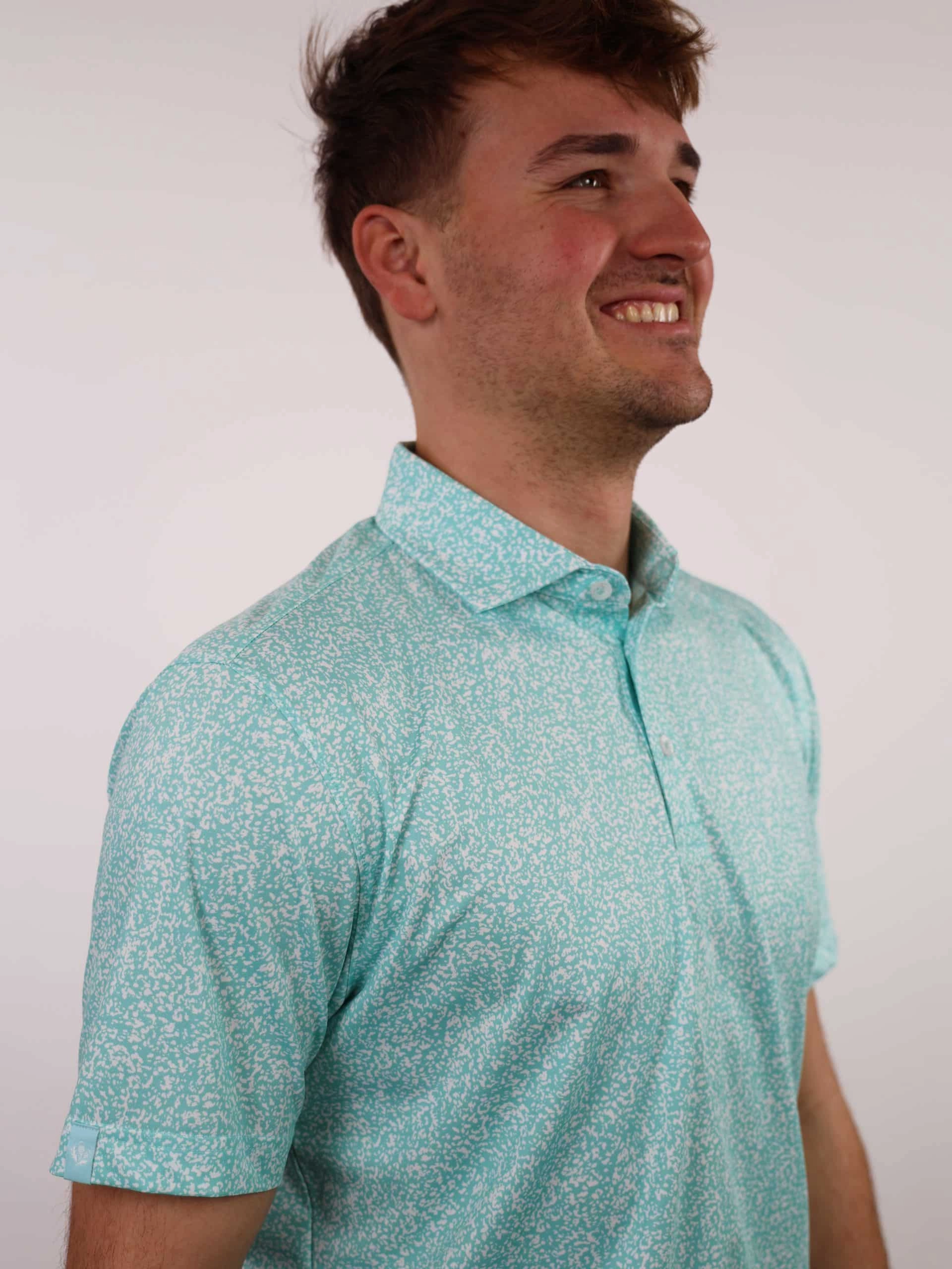 Donald Ross Mens Sport Fit EUGENE Polo - SEA GLASS / WHITE Donald Ross Men's Clothing