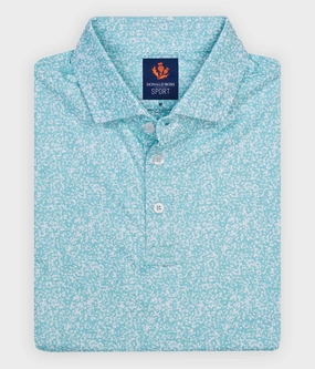 Donald Ross Mens Sport Fit EUGENE Polo - SEA GLASS / WHITE Donald Ross men's golf apparel