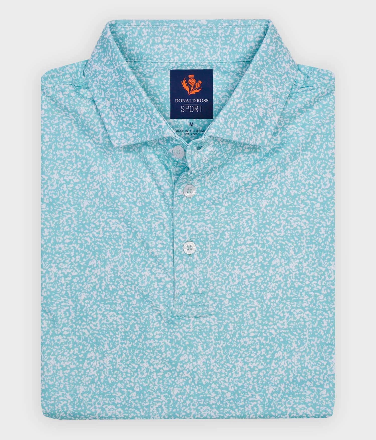 Donald Ross Mens Sport Fit EUGENE Polo - SEA GLASS / WHITE Donald Ross men's golf apparel
