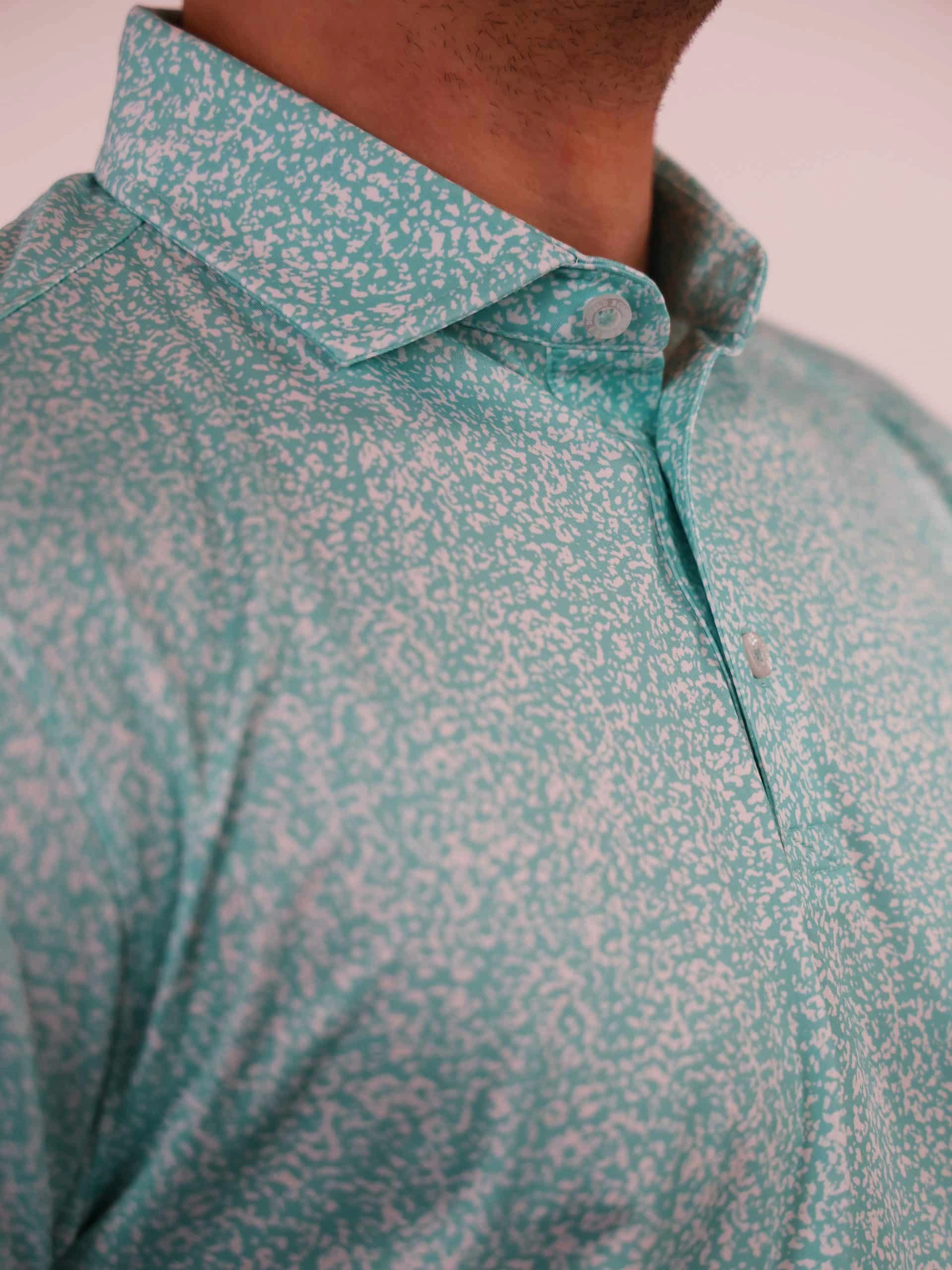 Donald Ross Mens Sport Fit EUGENE Polo - SEA GLASS / WHITE Donald Ross Men's Clothing