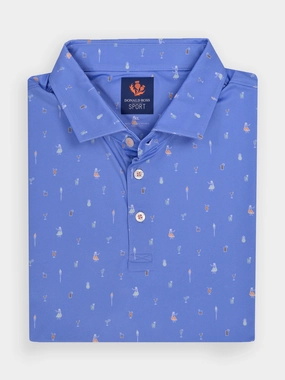 Donald Ross Mens Sport Fit MAURICE Polo - Ultramarine Multi Donald Ross men's golf apparel