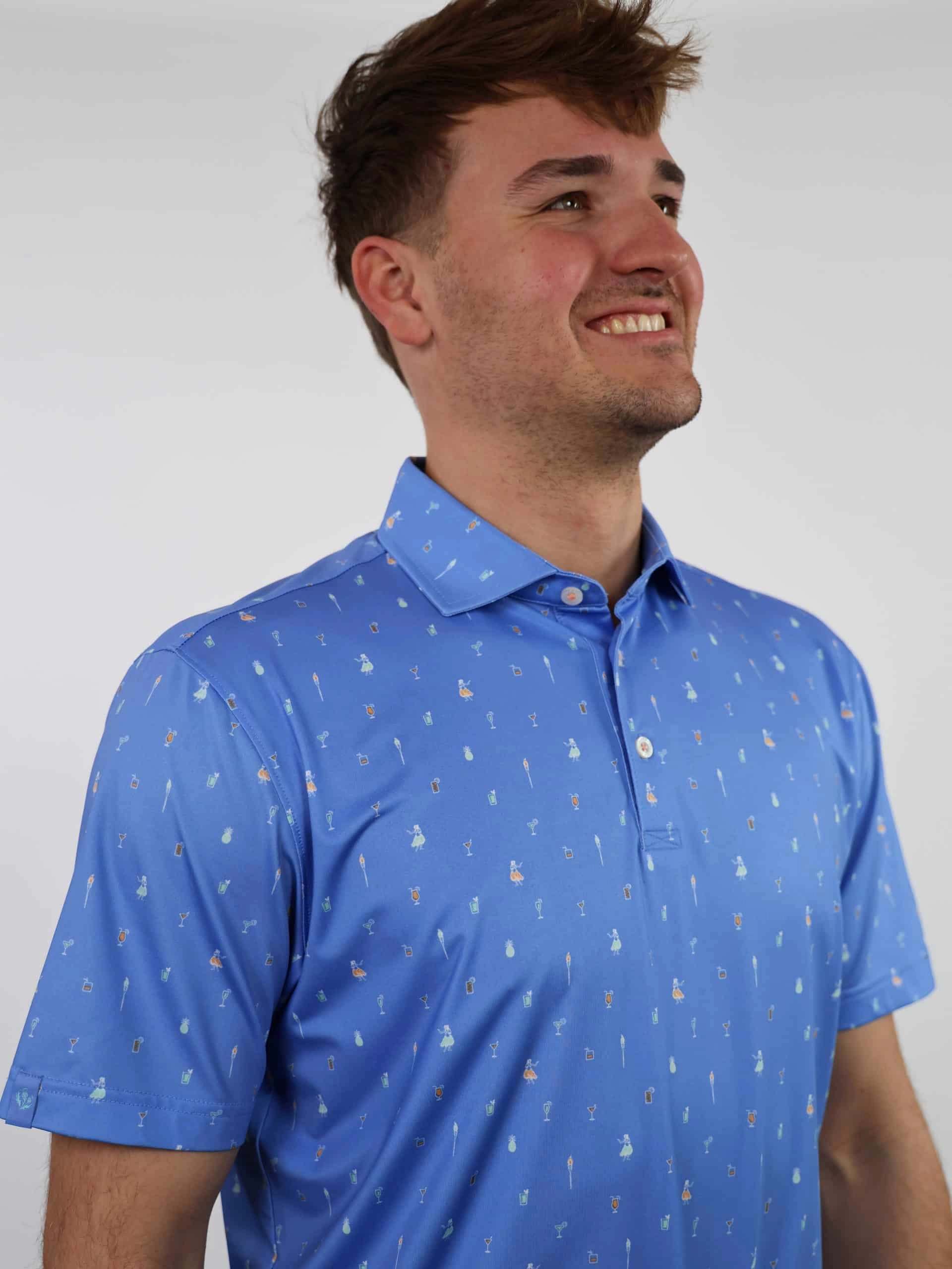 Donald Ross Mens Sport Fit MAURICE Polo - Ultramarine Multi Donald Ross Men's Clothing