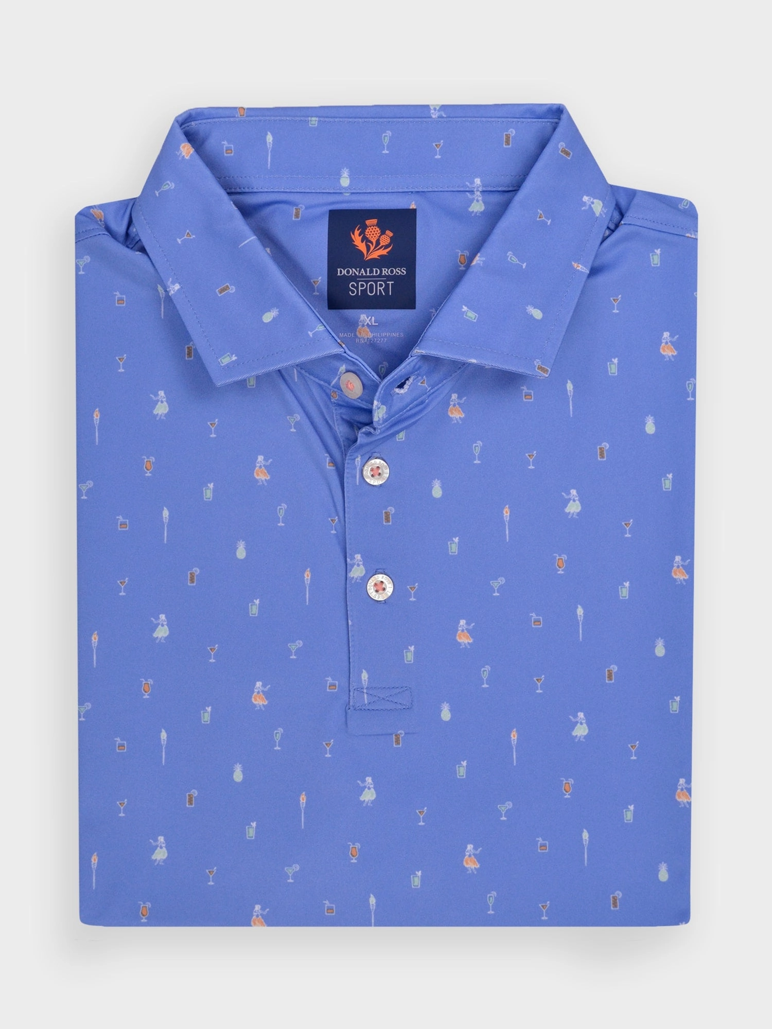 Donald Ross Mens Sport Fit MAURICE Polo - Ultramarine Multi Donald Ross men's golf apparel