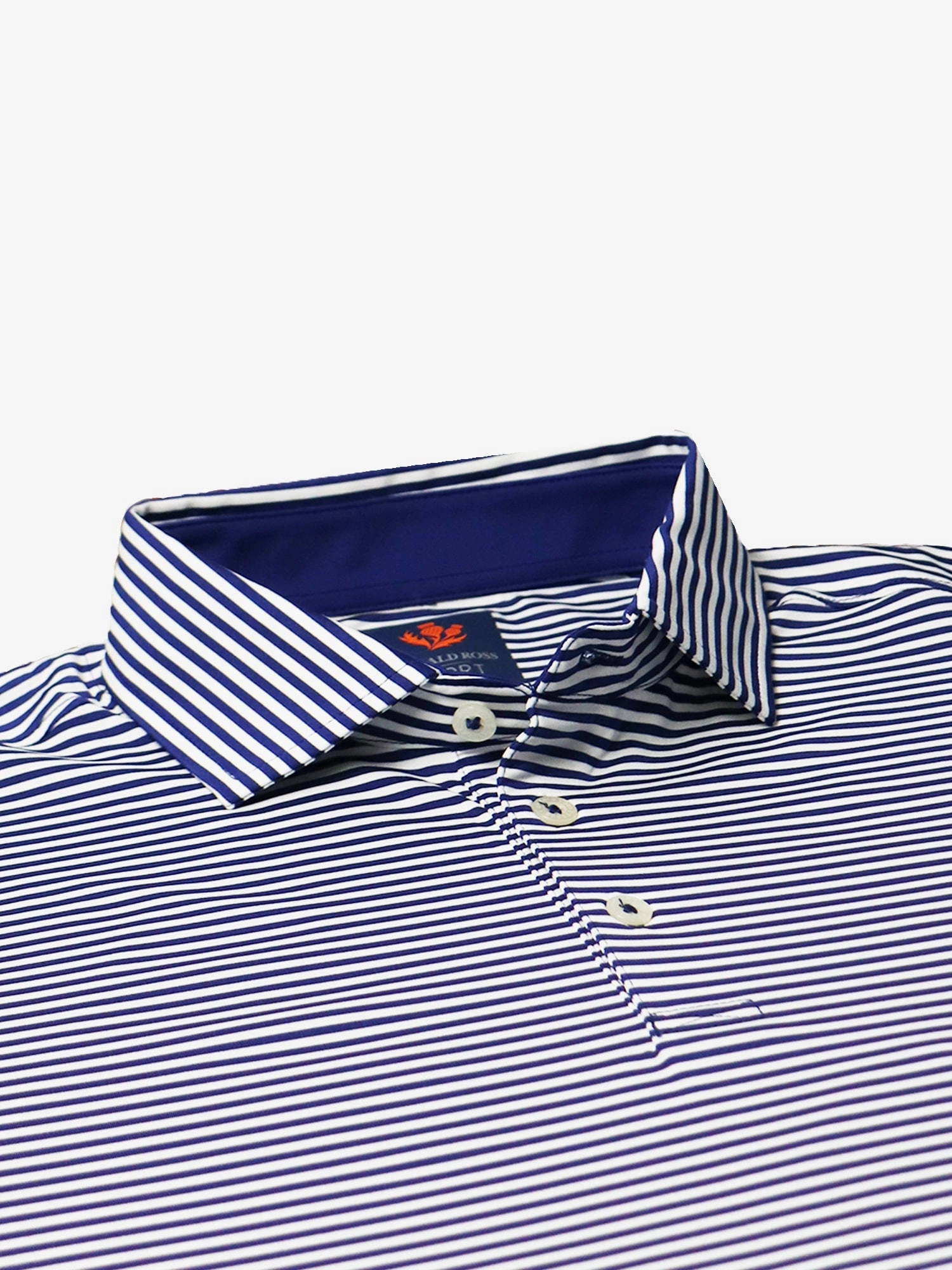 Donald Ross Mens Sport Fit Owen Feeder Stripe Jersey Sport Fit Polo - ROYAL/CREAM Donald Ross Men's Clothing