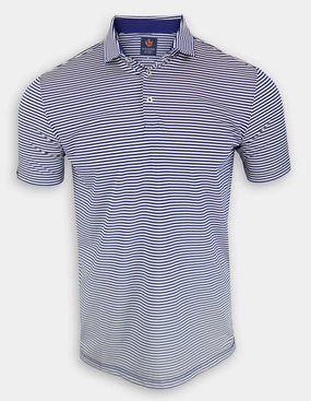 Donald Ross Mens Sport Fit Owen Feeder Stripe Jersey Sport Fit Polo - ROYAL/CREAM Donald Ross men's golf apparel