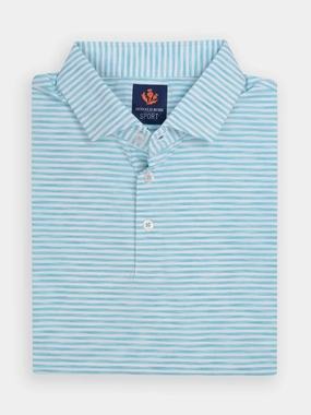 Donald Ross Mens Sport Fit OWEN Polo - SEAGLASS / WHITE Donald Ross men's golf apparel