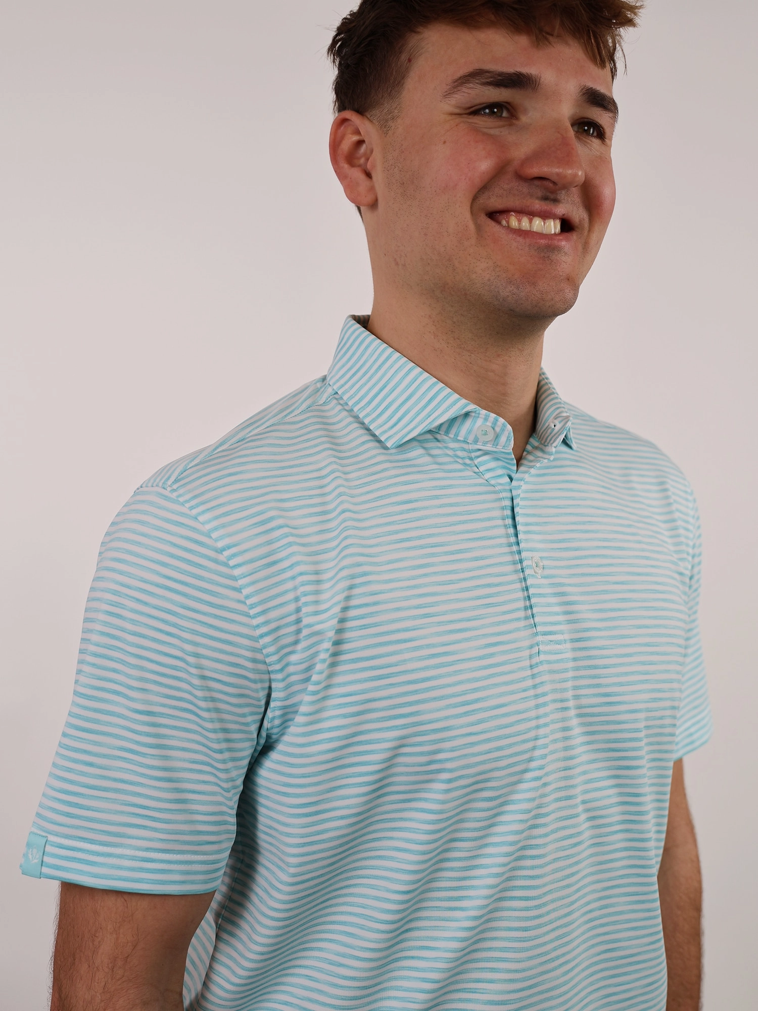 Donald Ross Mens Sport Fit OWEN Polo - SEAGLASS / WHITE Donald Ross Men's Clothing