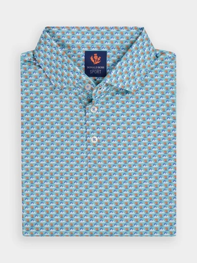 Donald Ross Mens Sport Fit ROLAND Polo - Seaglass Multi Donald Ross men's golf apparel