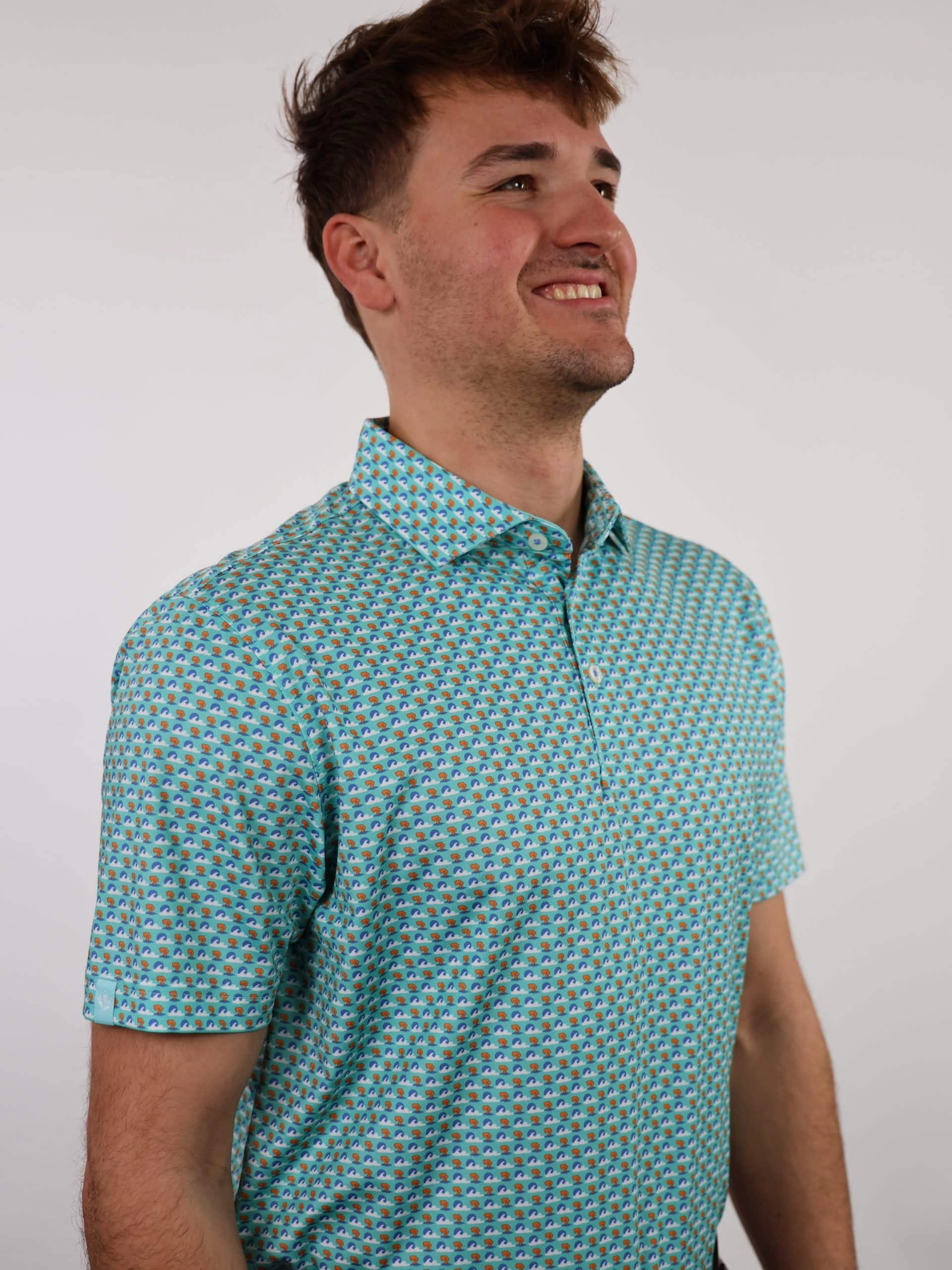 Donald Ross Mens Sport Fit ROLAND Polo - Seaglass Multi Donald Ross Men's Clothing