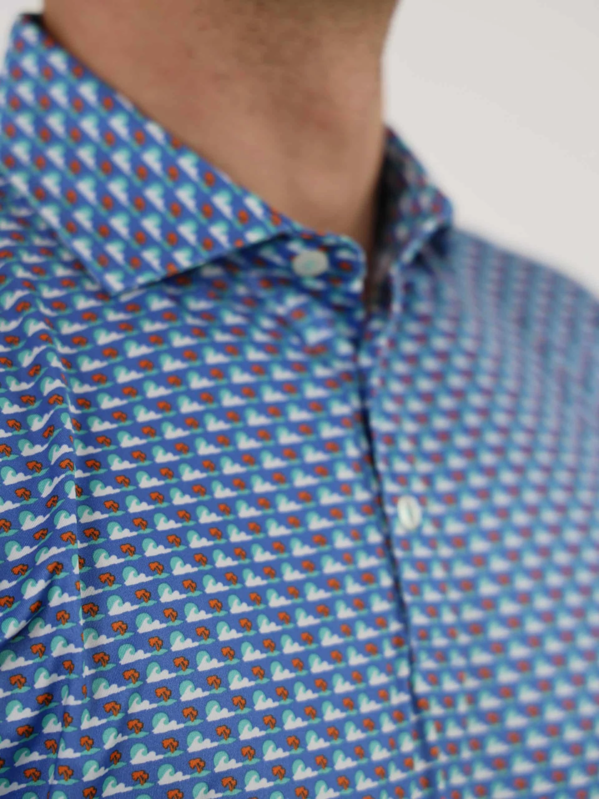 Donald Ross Mens Sport Fit ROLAND Polo - ULTRAMARINE MULTI Donald Ross Men's Clothing