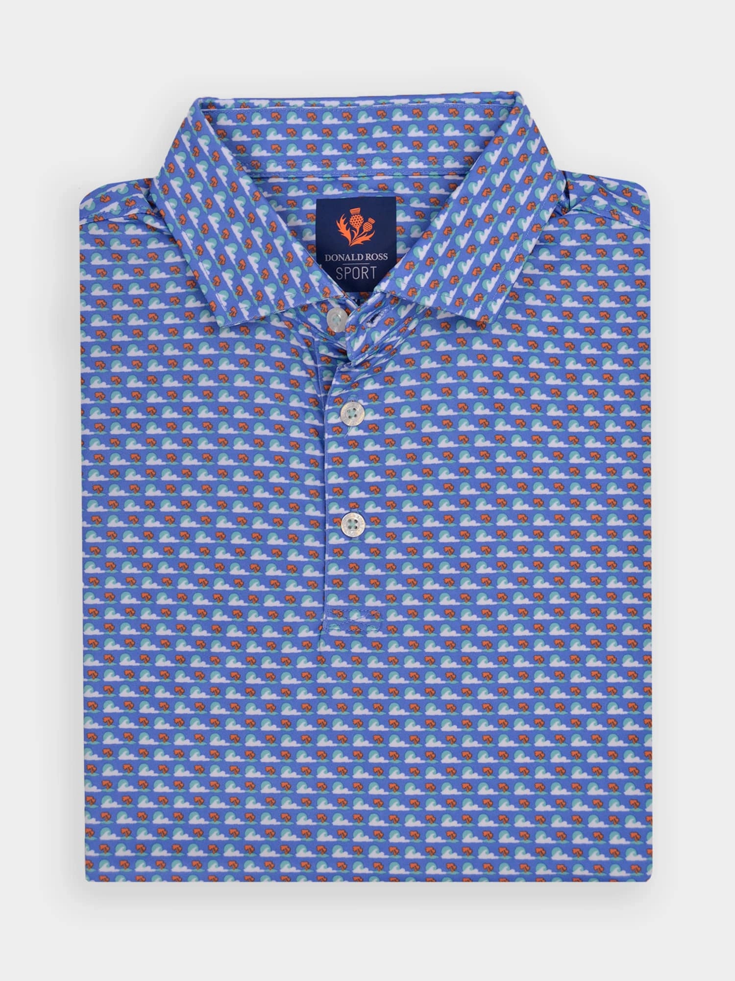 Donald Ross Mens Sport Fit ROLAND Polo - ULTRAMARINE MULTI Donald Ross men's golf apparel