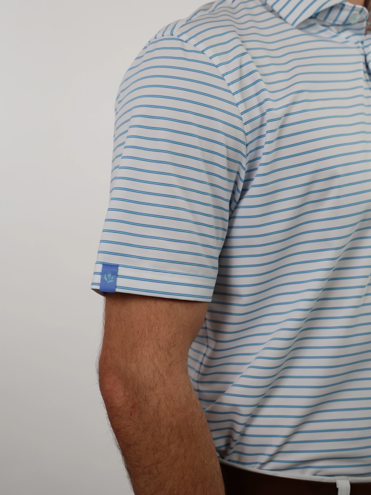Donald Ross Mens Sport Fit RUBEN Polo - WHITE /ULTRAMARINE SEA GLASS Donald Ross Men's Clothing