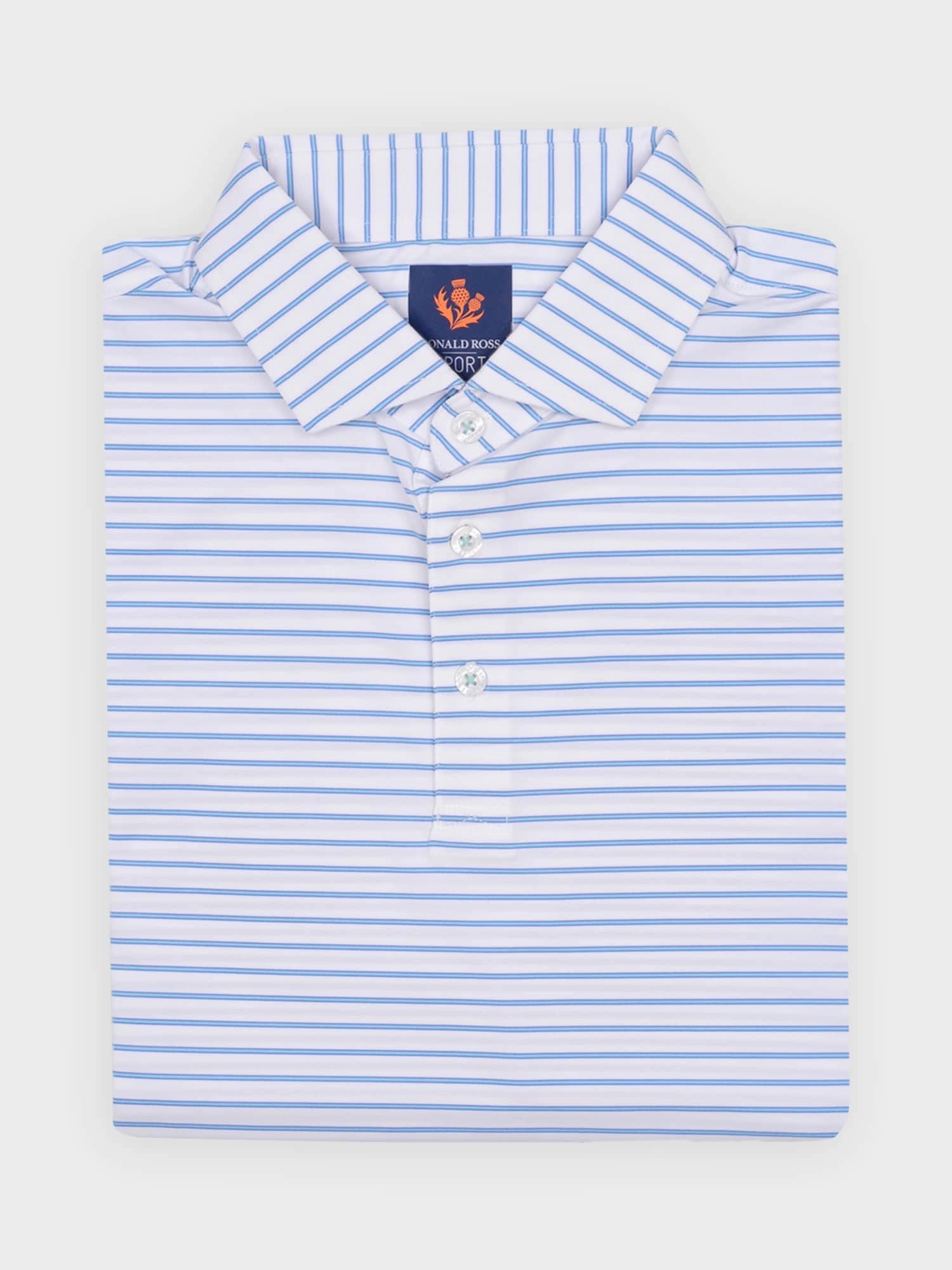 Donald Ross Mens Sport Fit RUBEN Polo - WHITE /ULTRAMARINE SEA GLASS Donald Ross men's golf apparel