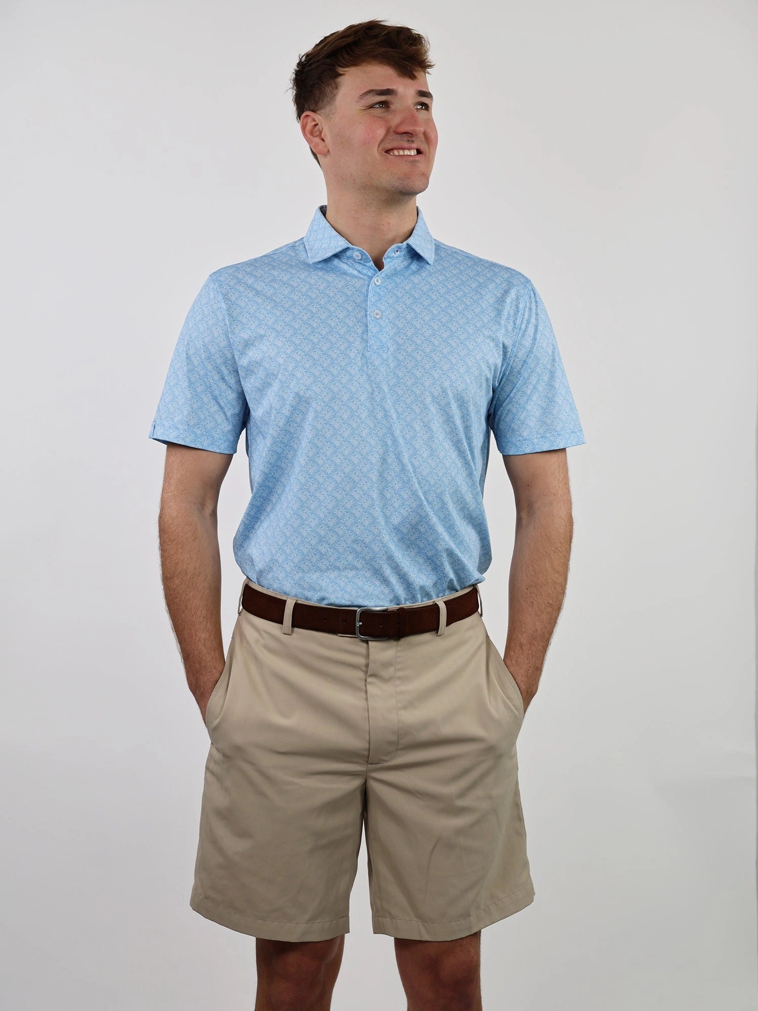 Donald Ross Mens Sport Fit SIDNEY SKULL Print  Polo - COASTAL/WHITE Donald Ross Men's Clothing
