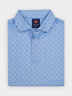 Donald Ross Mens Sport Fit SIDNEY SKULL Print  Polo - COASTAL/WHITE Donald Ross men's golf apparel