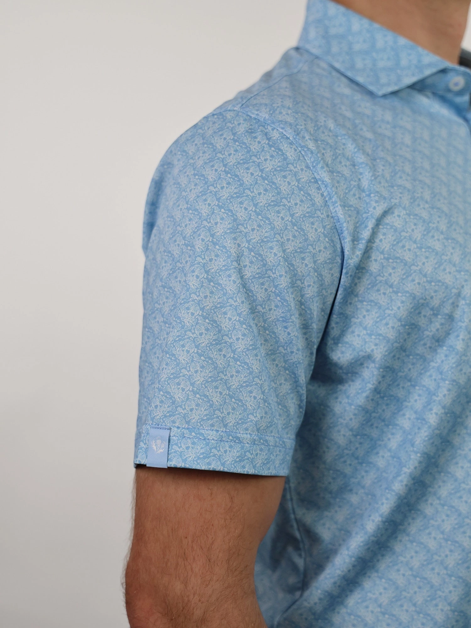 Donald Ross Mens Sport Fit SIDNEY SKULL Print  Polo - COASTAL/WHITE Donald Ross Men's Clothing