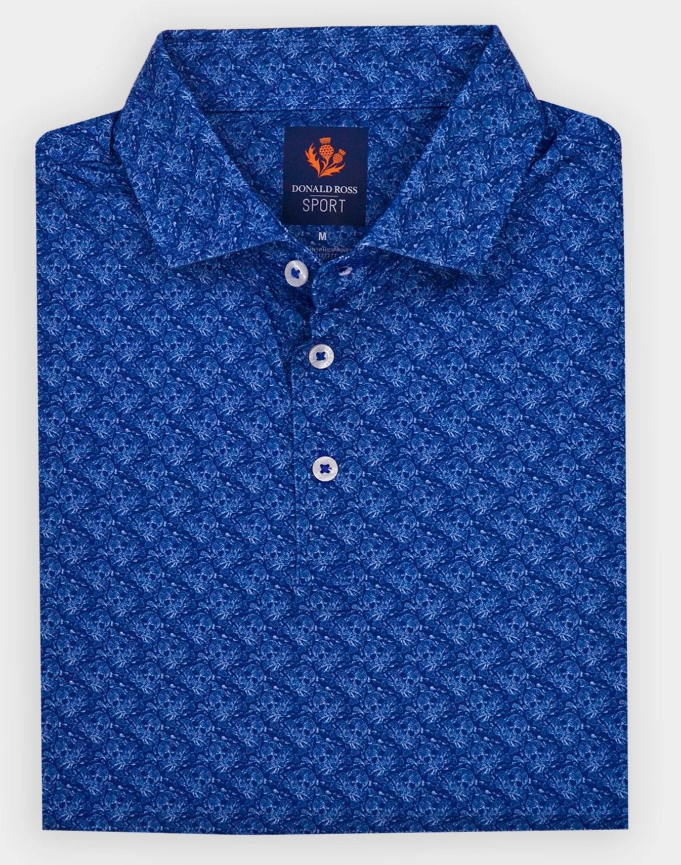 Donald Ross Mens Sport Fit SIDNEY SKULL Print  Polo - NAVY/WHITE Donald Ross men's golf apparel