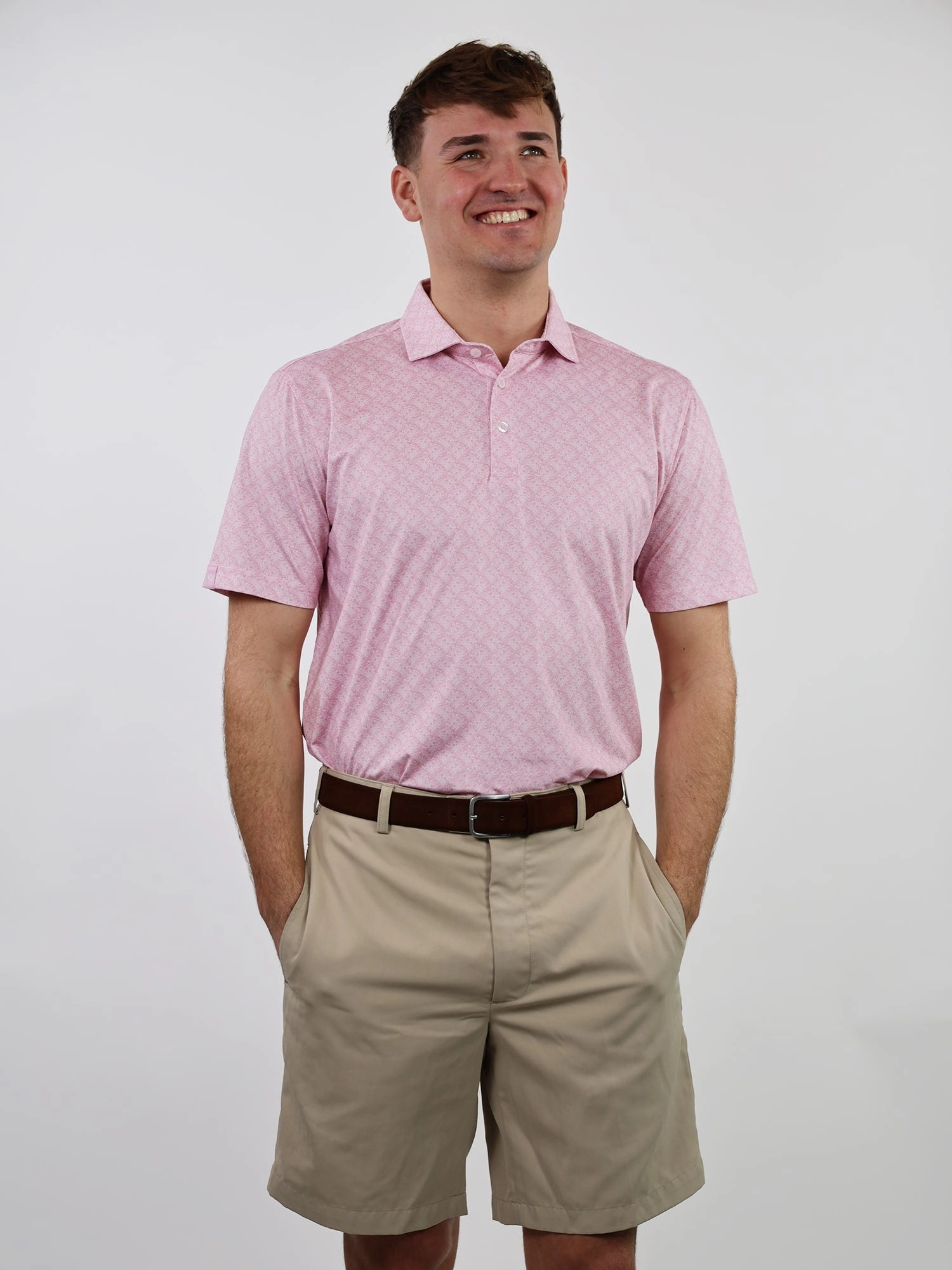 Donald Ross Mens Sport Fit SIDNEY SKULL Print  Polo - PINK/WHITE Donald Ross Men's Clothing
