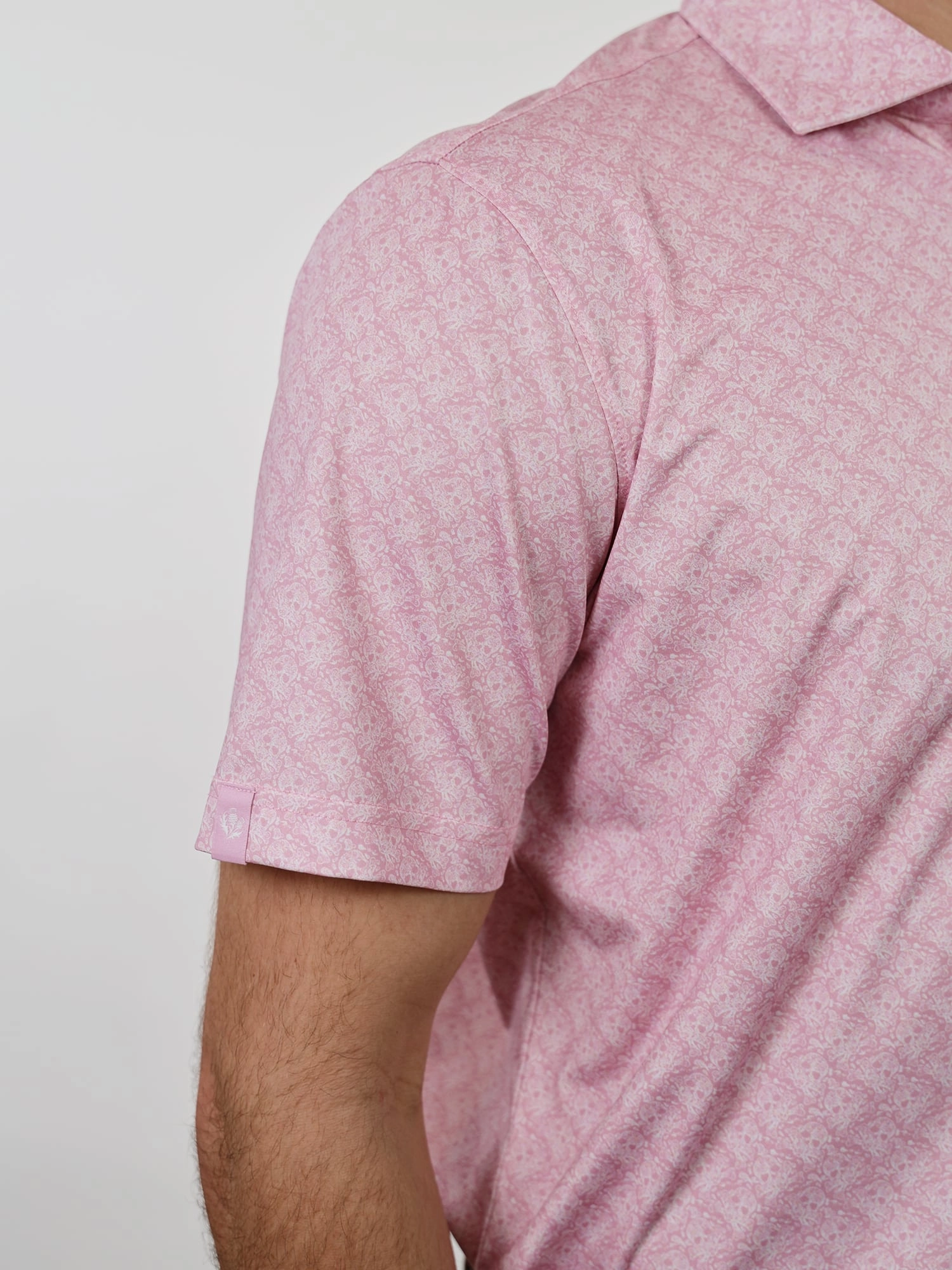 Donald Ross Mens Sport Fit SIDNEY SKULL Print  Polo - PINK/WHITE Donald Ross Men's Clothing