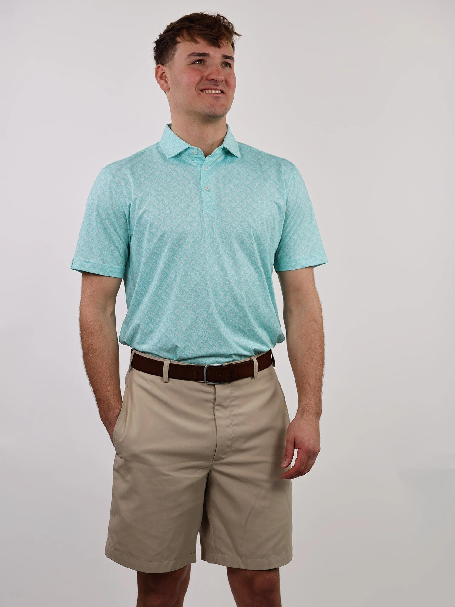 Donald Ross Mens Sport Fit SIDNEY SKULL Print  Polo - SEAGLASS/WHITE Donald Ross Men's Clothing