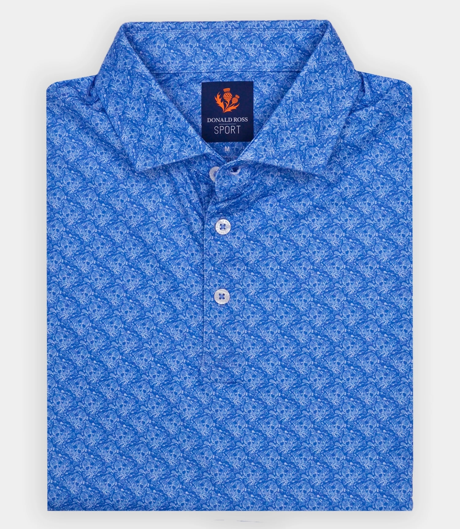Donald Ross Mens Sport Fit SIDNEY SKULL Print  Polo - ULTARMARINE / WHITE Donald Ross men's golf apparel