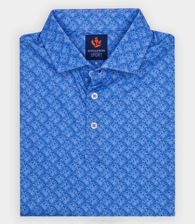 Donald Ross Mens Sport Fit SIDNEY SKULL Print  Polo - ULTARMARINE / WHITE Donald Ross men's golf apparel