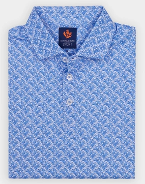 Donald Ross Mens Sport Fit SIDNEY SKULL Print  Polo - WHITE/ULTRA MARINE Donald Ross men's golf apparel