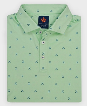 Donald Ross Mens Sport Fit VINCENT Print  Polo - ALOE/HERON Donald Ross men's golf apparel