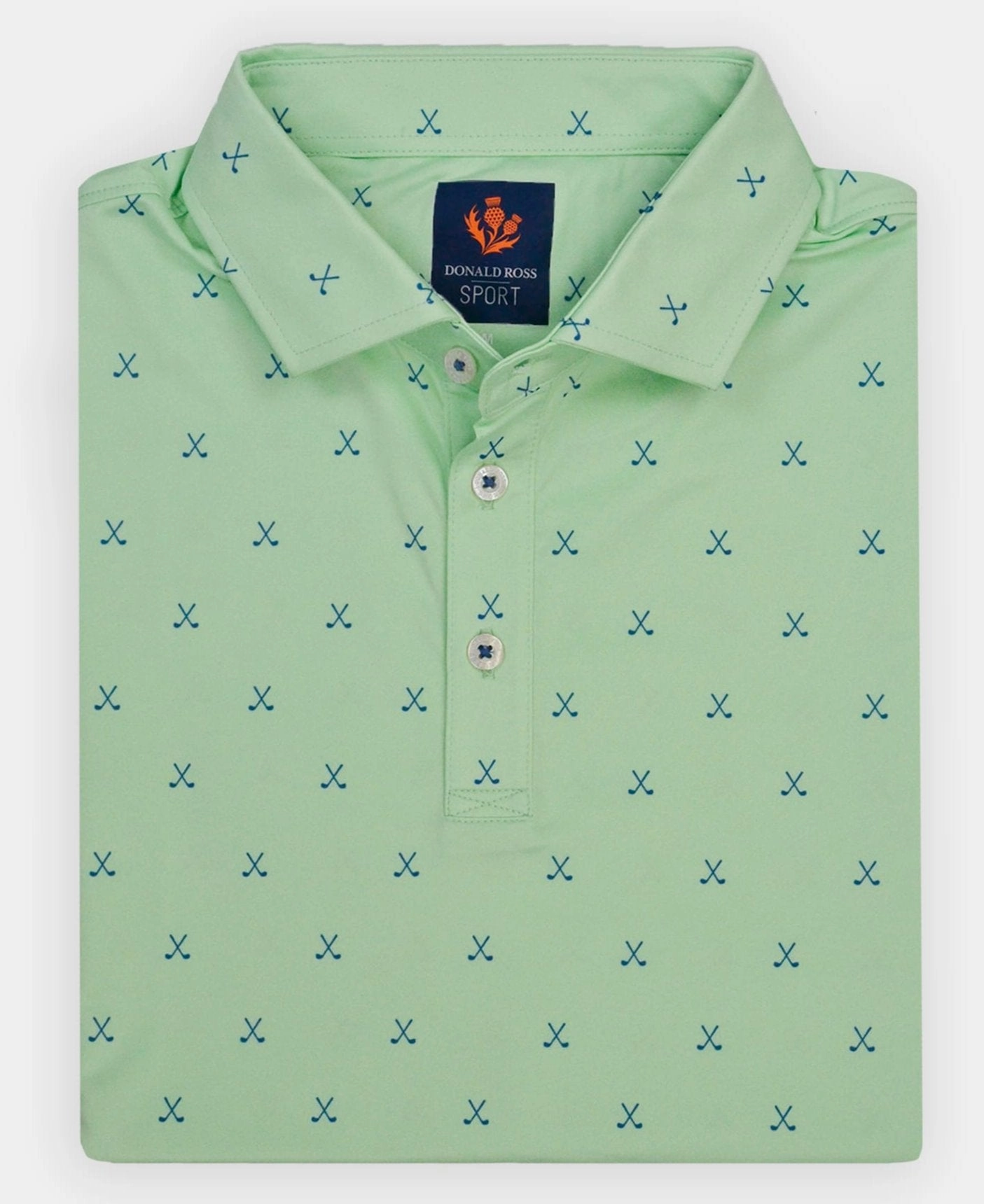 Donald Ross Mens Sport Fit VINCENT Print  Polo - ALOE/HERON Donald Ross men's golf apparel