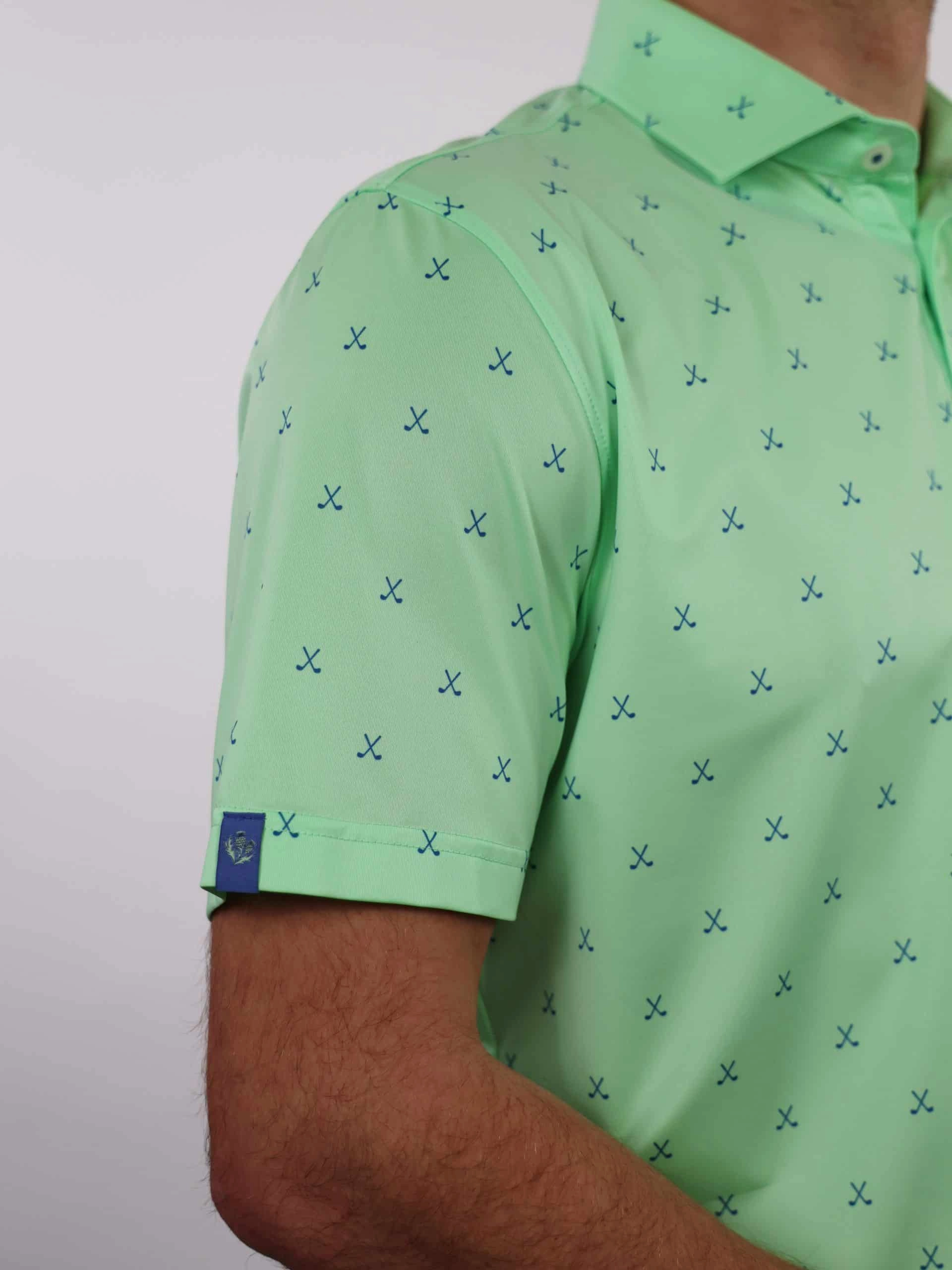 Donald Ross Mens Sport Fit VINCENT Print  Polo - ALOE/HERON Donald Ross Men's Clothing
