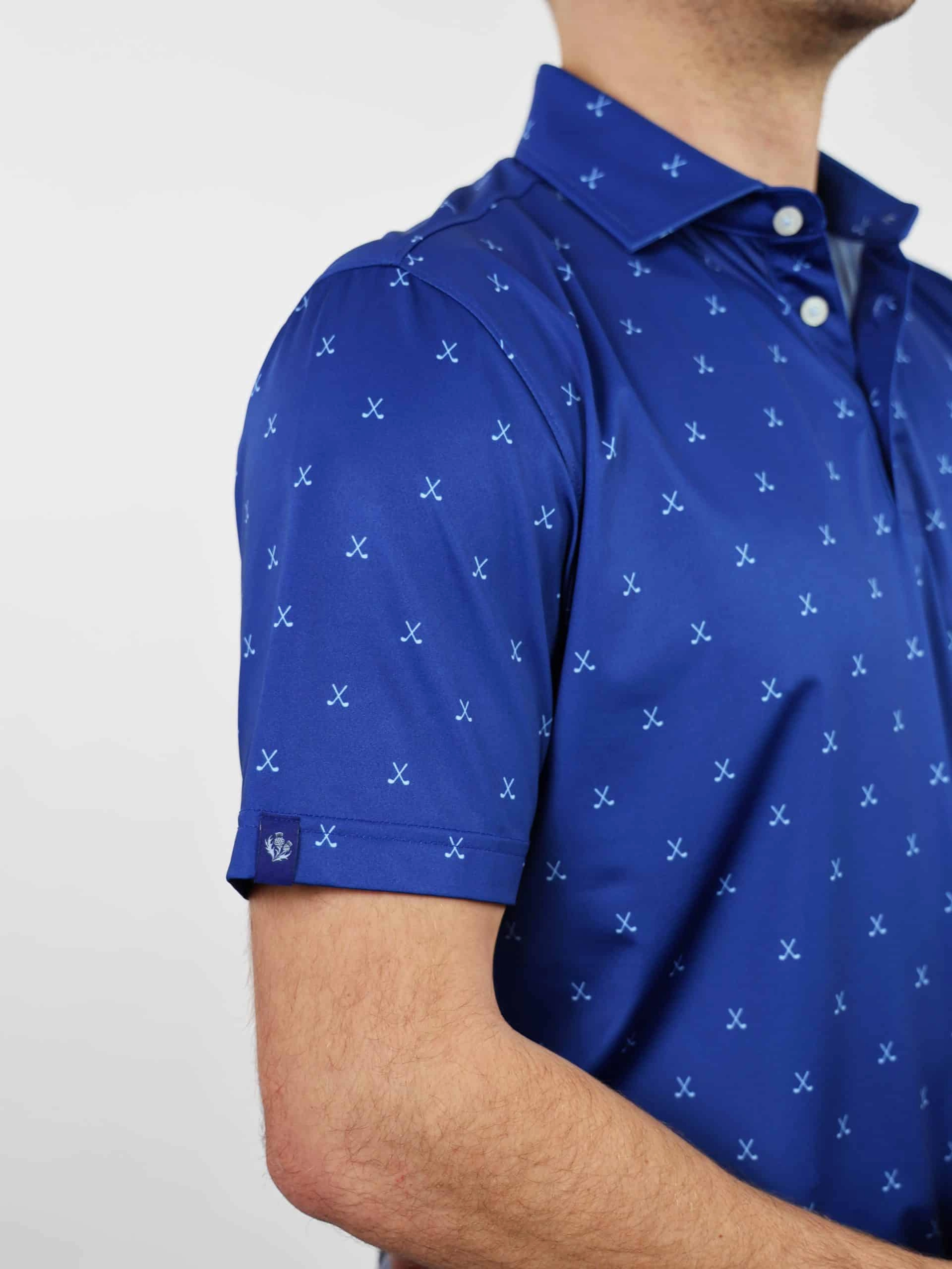 Donald Ross Mens Sport Fit VINCENT Print  Polo - NAVY/COASTAL Donald Ross Men's Clothing